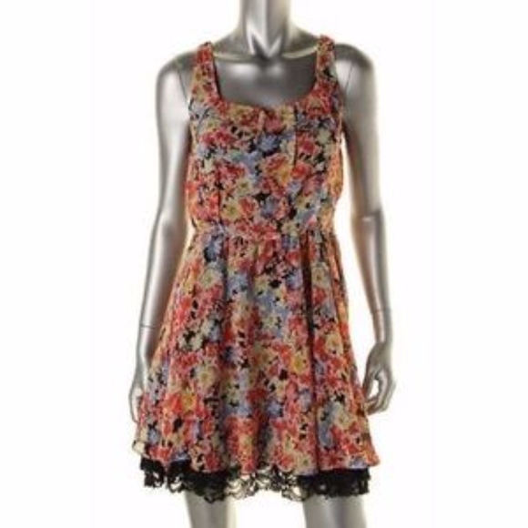 BETSEY JOHNSON Dress Fit & Flare Sleeveless Lace Pink Floral Size 6 - Picture 4 of 6